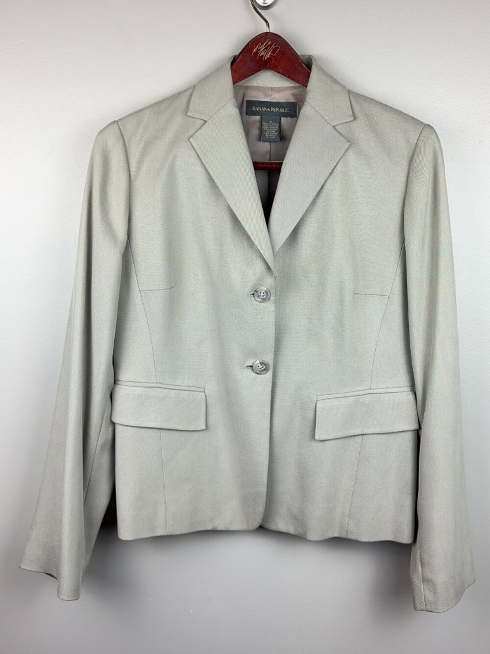 Banana Republic 100% Silk Gray Blazer Size 4 Classic Old Money Work Business